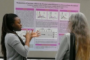 Student presenting her results at conference