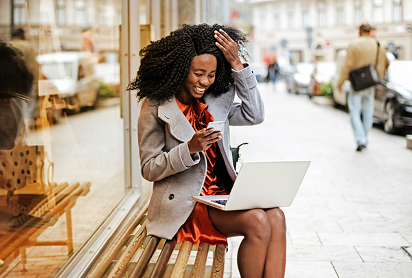 Female Smiling Laptop