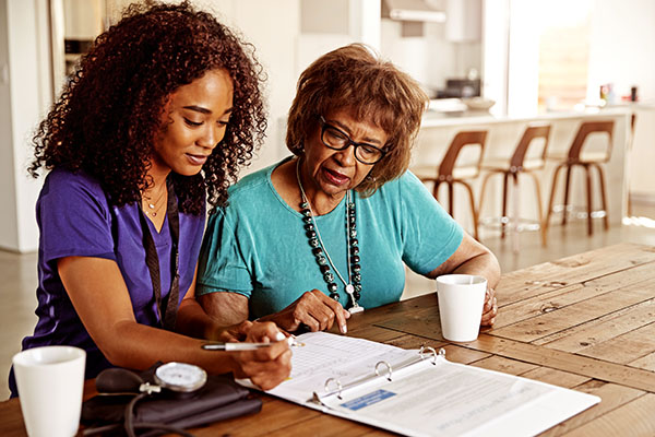 Women filling out forms