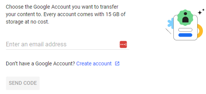 Enter a destination account