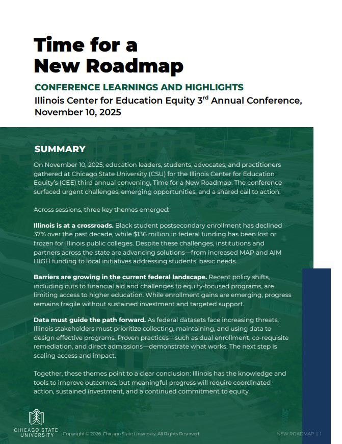 First page preview of "Time for a New Roadmap" conference learnings and highlights report.